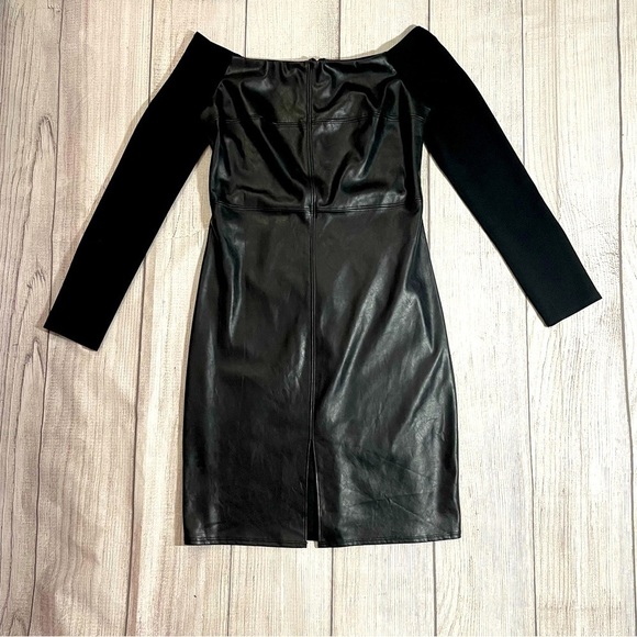 DO+BE Women’s Sexy Faux Leather Off The Shoulder Long Sleeve Dress Size Large - Picture 1 of 6